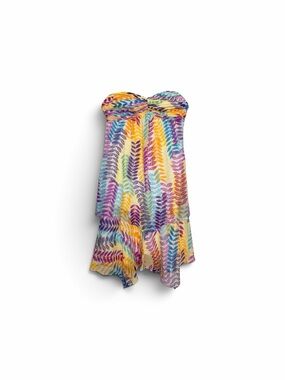 Signature by Sangria Strapless One-Piece in Yellow, Purple & Blue